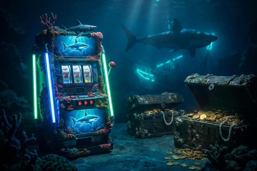 Слот Razor Shark акула подводный мир неон